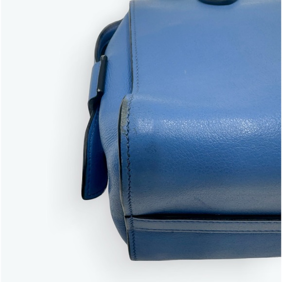 Auth Prada Small Blue Vitello Daino Convertible 2way Satchel Preloved Purse Ex+ - Picture 9 of 16